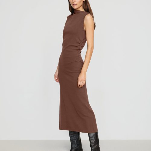 abel sleeveless asymmetric neck dress umber 3