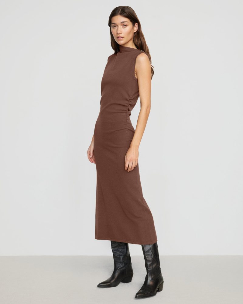 abel sleeveless asymmetric neck dress umber 3