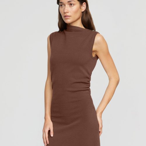 abel sleeveless asymmetric neck dress umber 4