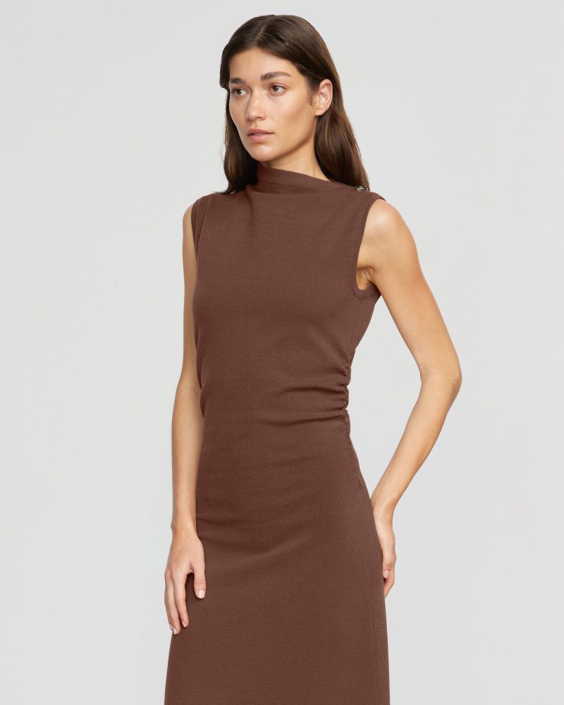 abel sleeveless asymmetric neck dress umber 4