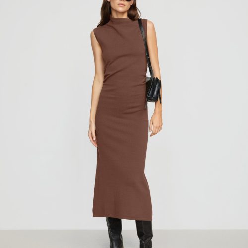 abel sleeveless asymmetric neck dress umber 5