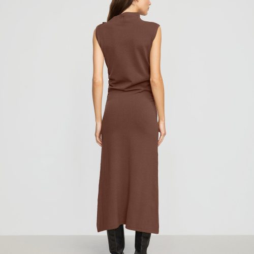 abel sleeveless asymmetric neck dress umber 6