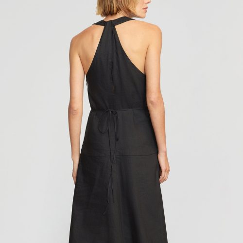 adeline linen halter dress black 5