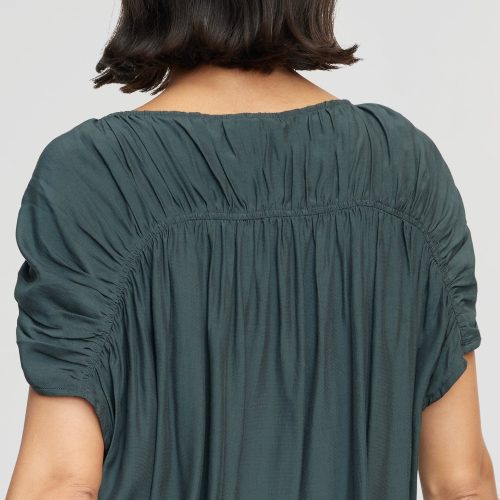 akari semi sheer gathered shoulder blouse lagoon 5