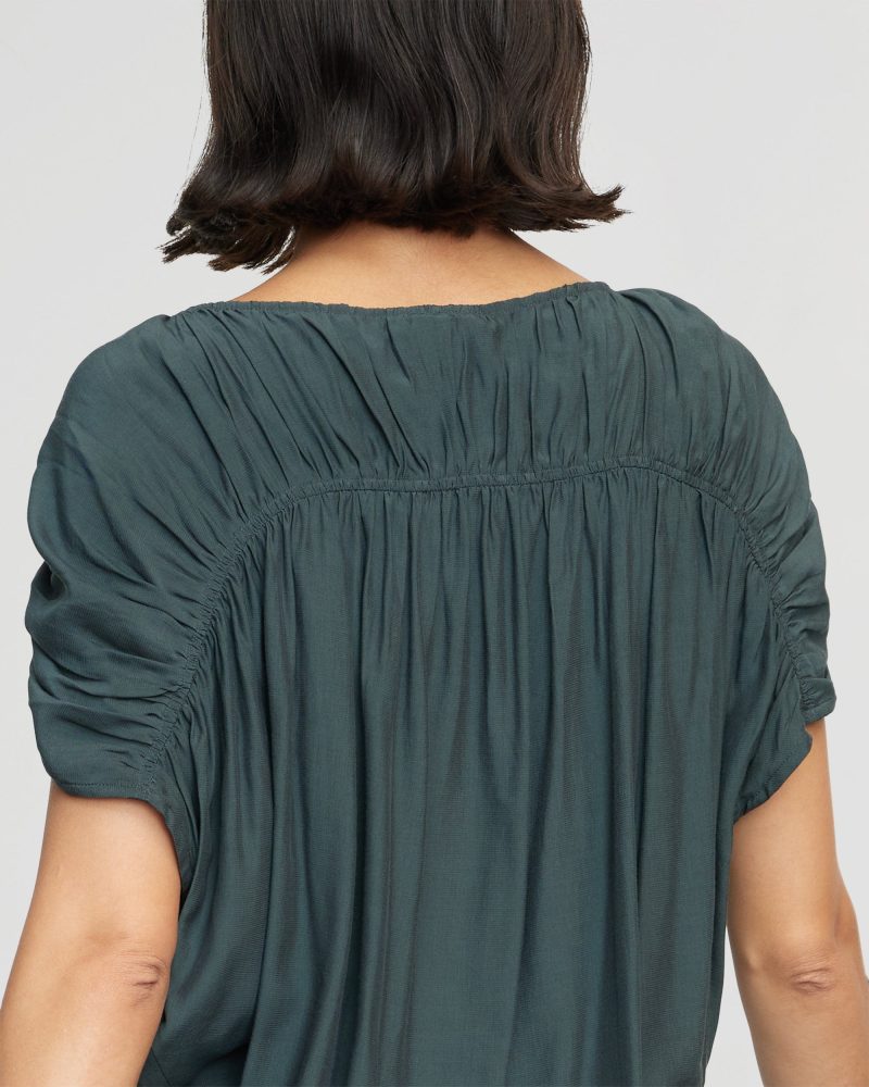 akari semi sheer gathered shoulder blouse lagoon 5