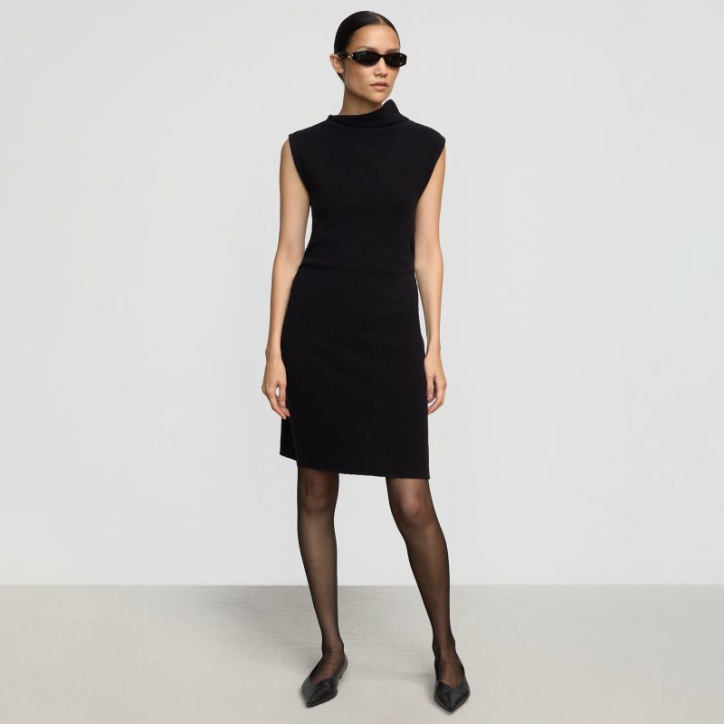 alaia asymmetric neck mini dress black 0