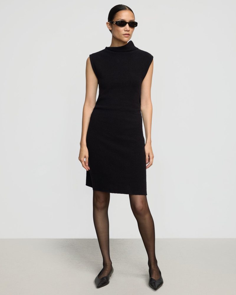 alaia asymmetric neck mini dress black 1