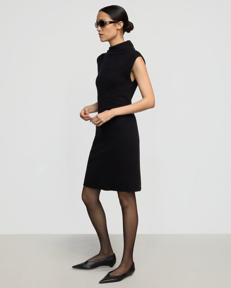 alaia asymmetric neck mini dress black 2