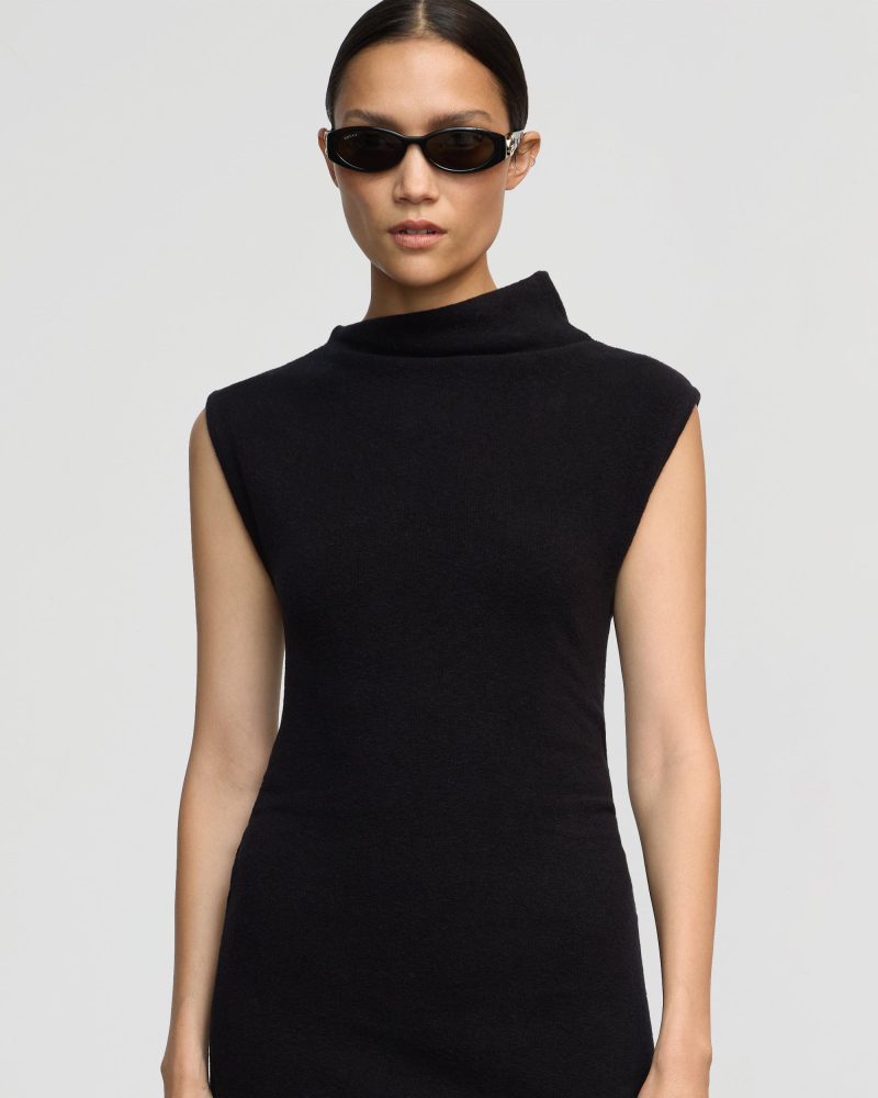 alaia asymmetric neck mini dress black 3