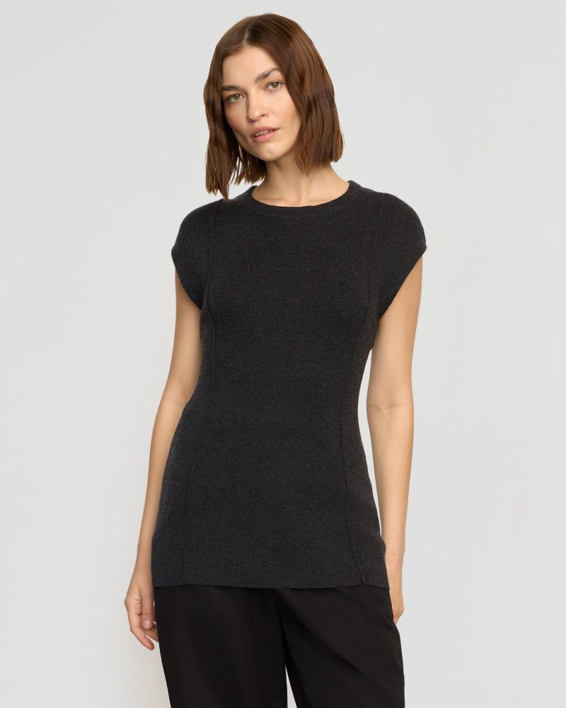 alani organic cotton wool knit top heather charcoal 1