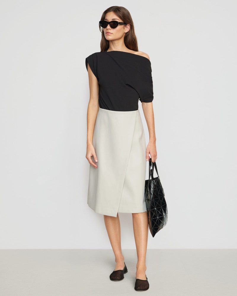 alba asymmetric vegan leather skirt dove 1