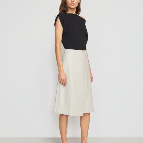 alba asymmetric vegan leather skirt dove 3