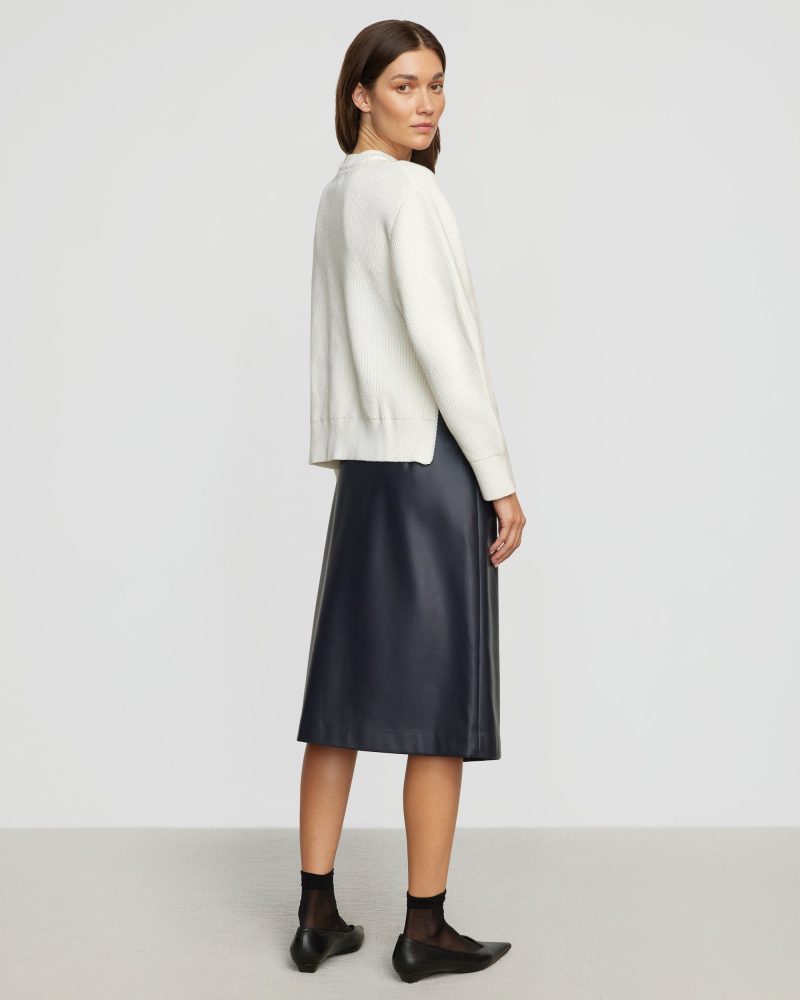 alba asymmetric vegan leather skirt navy 4