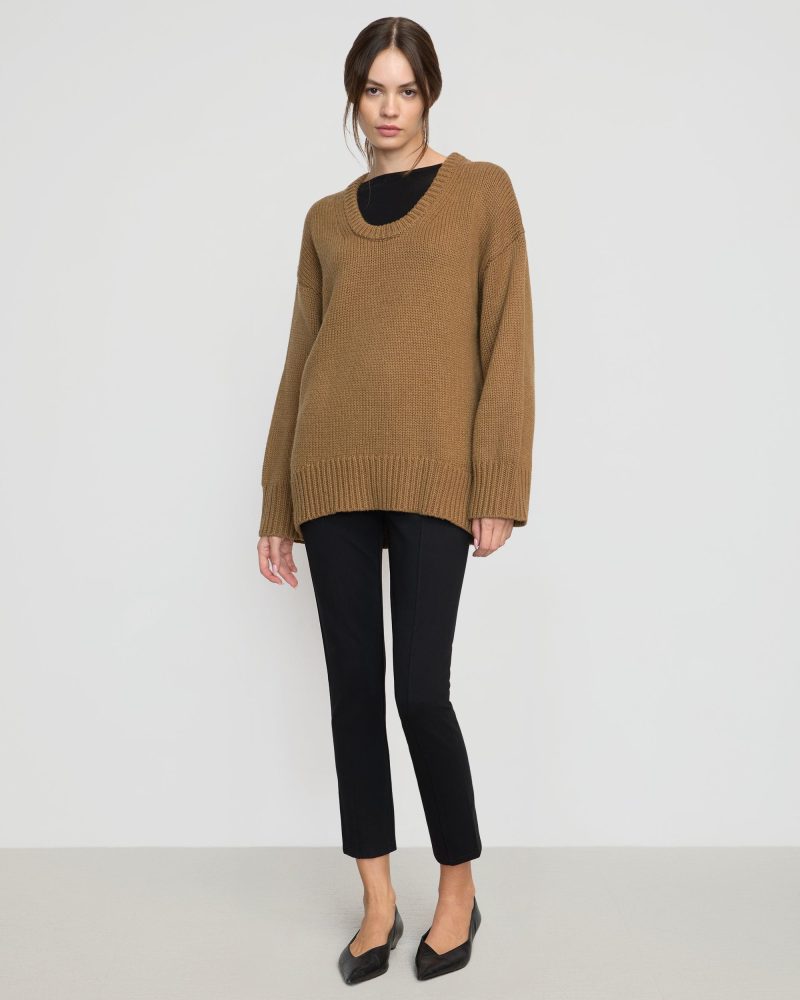 archie deep u neck sweater camel 4