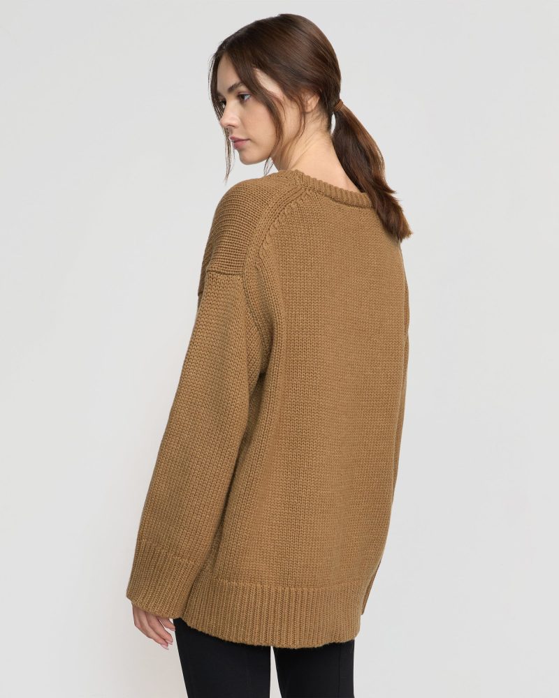 archie deep u neck sweater camel 5