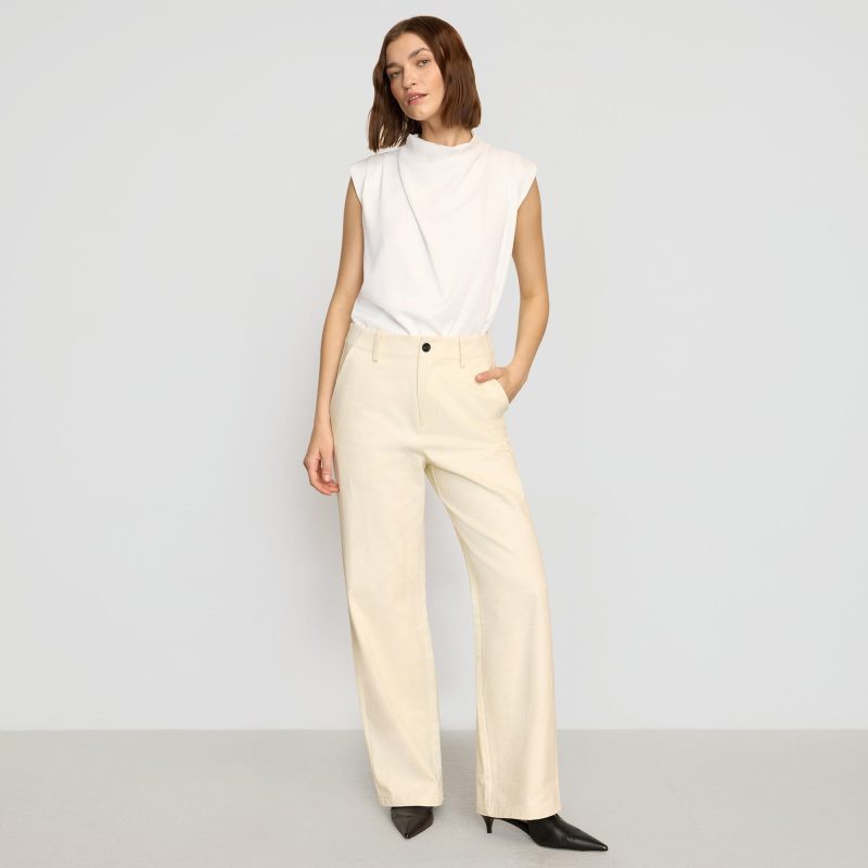 aster herringbone denim pant cream 0