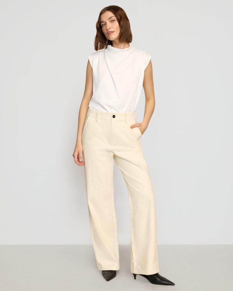 aster herringbone denim pant cream 1