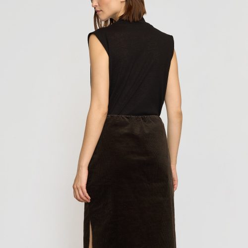 bellamy corduroy tie waist skirt dark brown 5