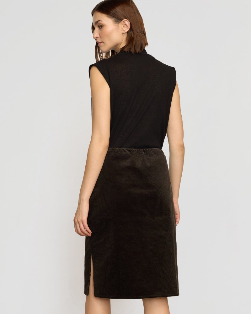 bellamy corduroy tie waist skirt dark brown 5