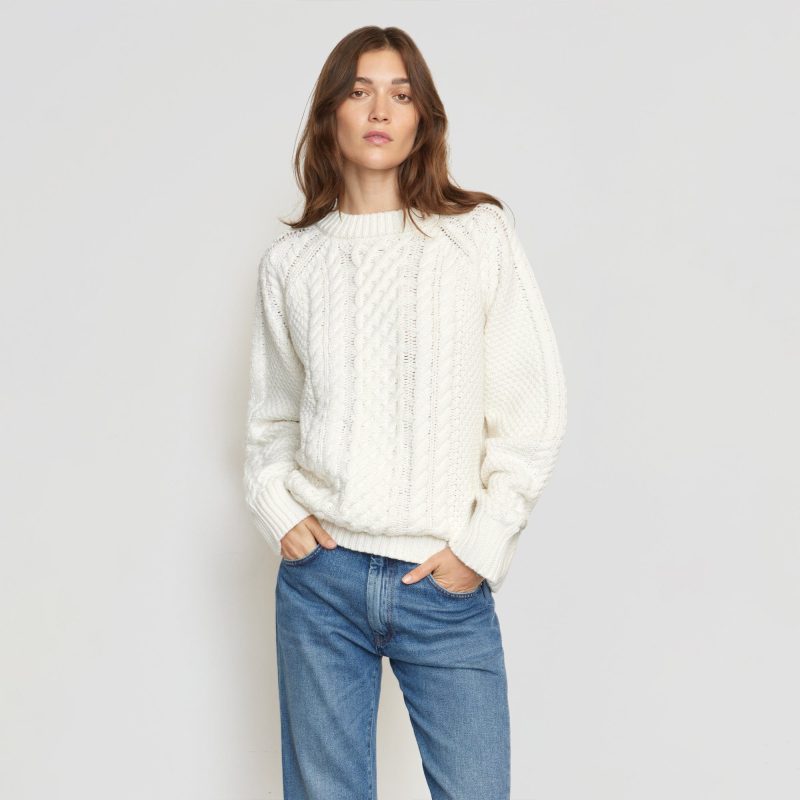 brady chunky cable knit sweater cream 0