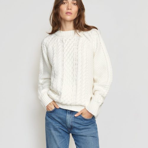 brady chunky cable knit sweater cream 1