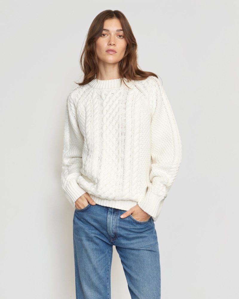 brady chunky cable knit sweater cream 1