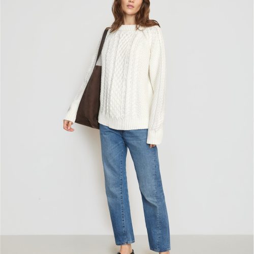 brady chunky cable knit sweater cream 2