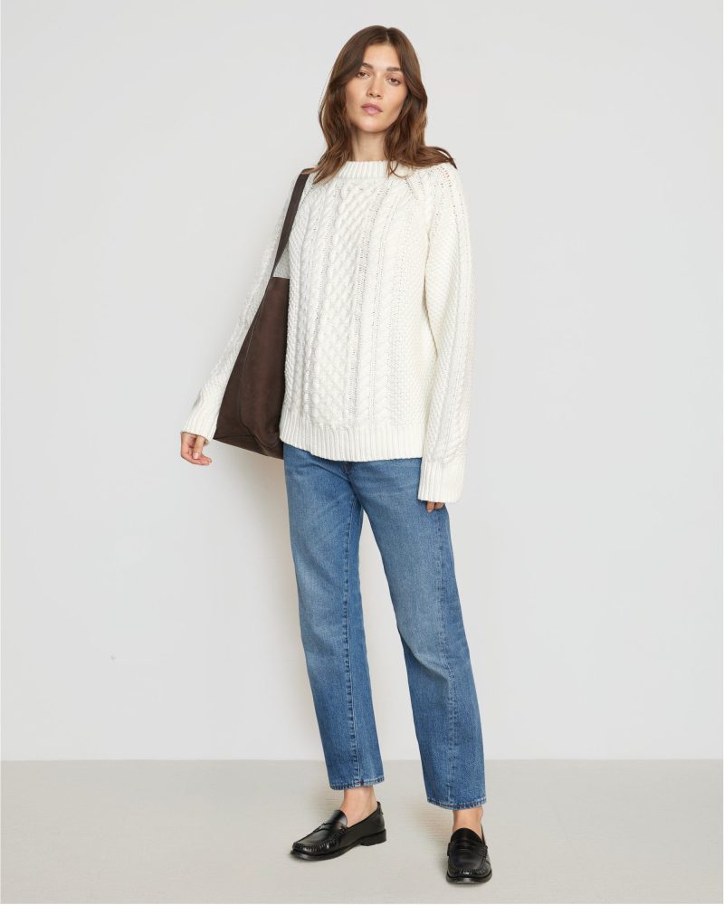 brady chunky cable knit sweater cream 2