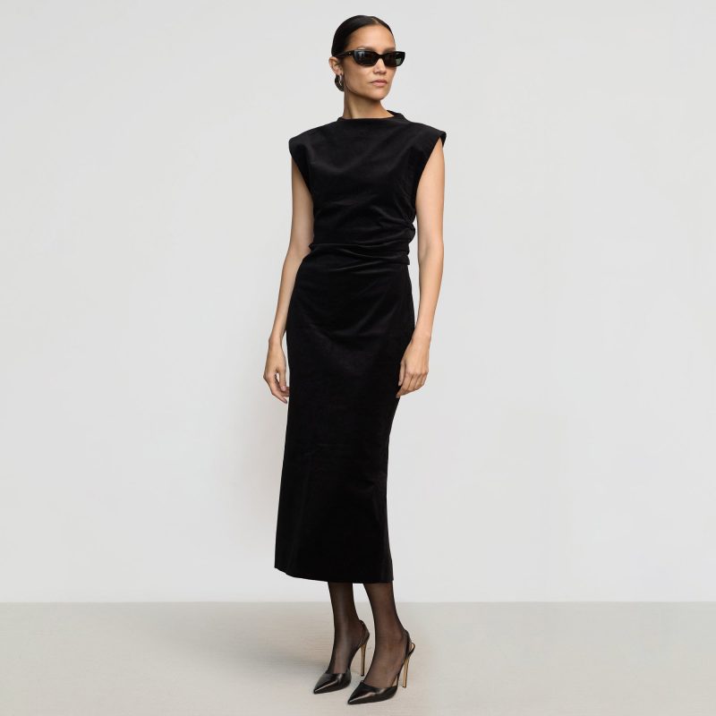 cambria structured corduroy dress black 0