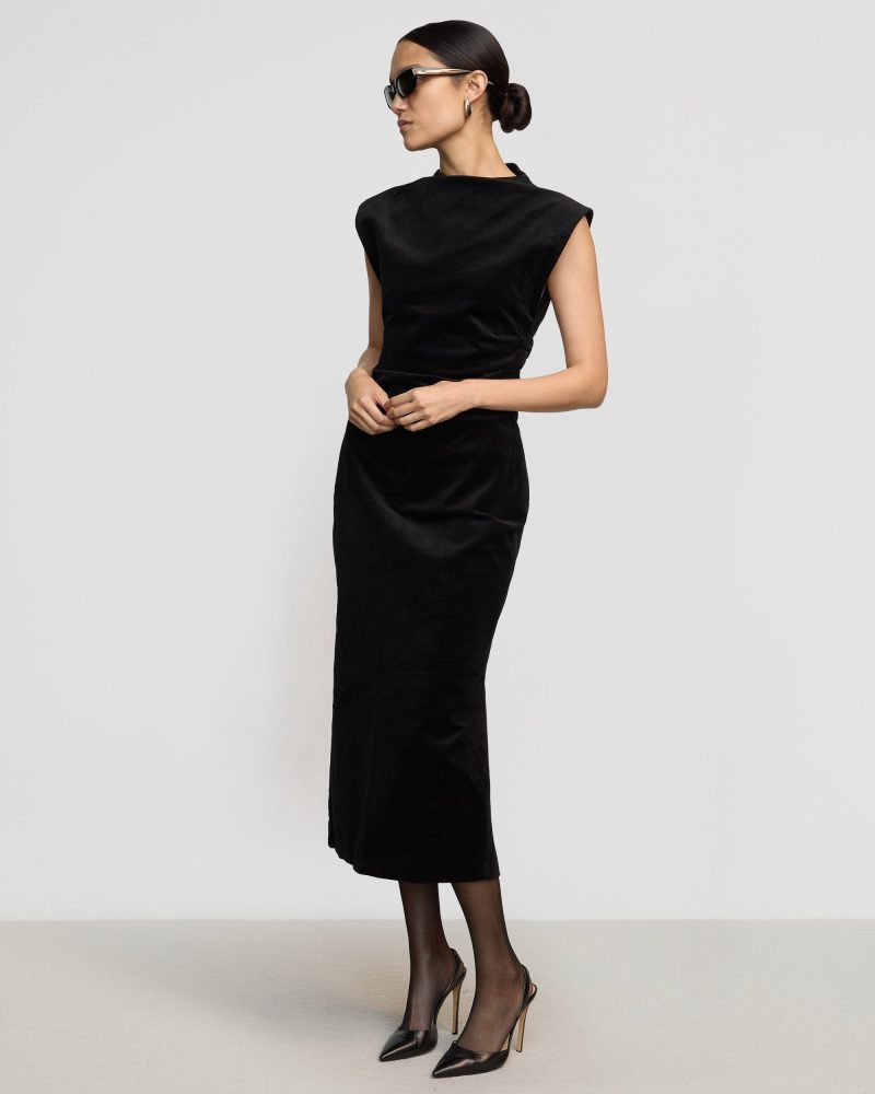 cambria structured corduroy dress black 5