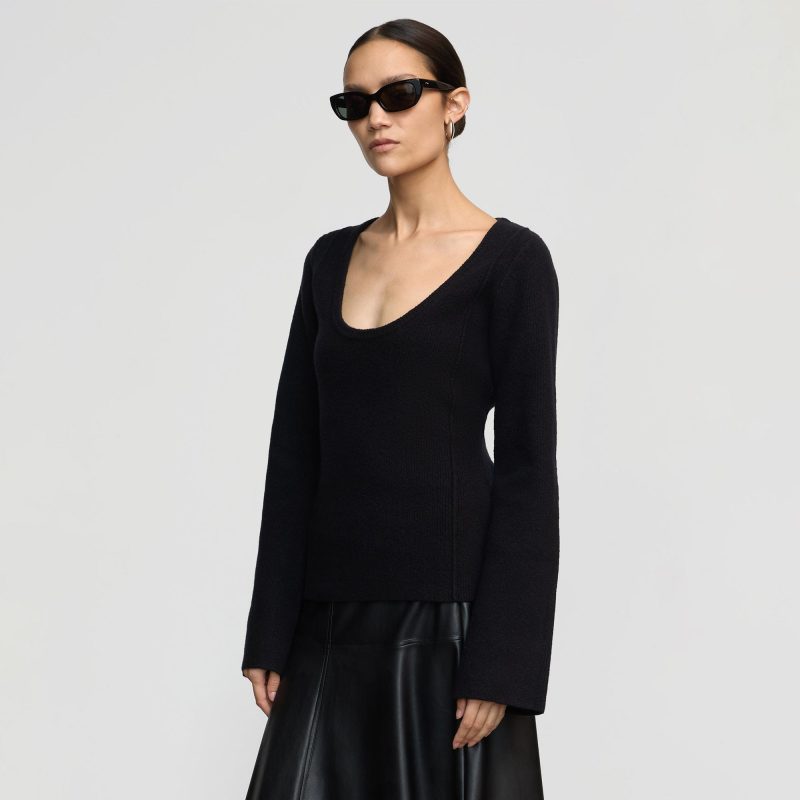 camilla seam detail scoop neck sweater black 0