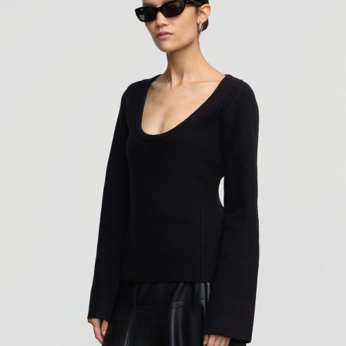 camilla seam detail scoop neck sweater black 1