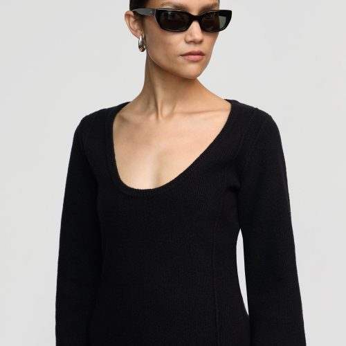 camilla seam detail scoop neck sweater black 2