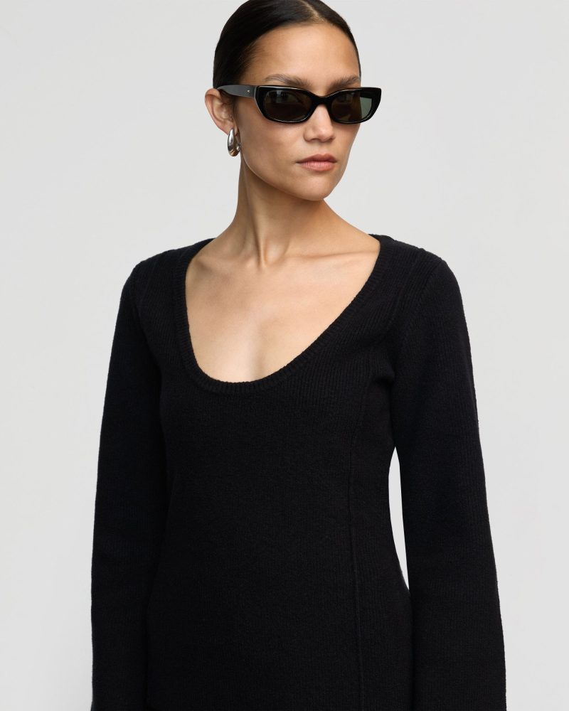 camilla seam detail scoop neck sweater black 2