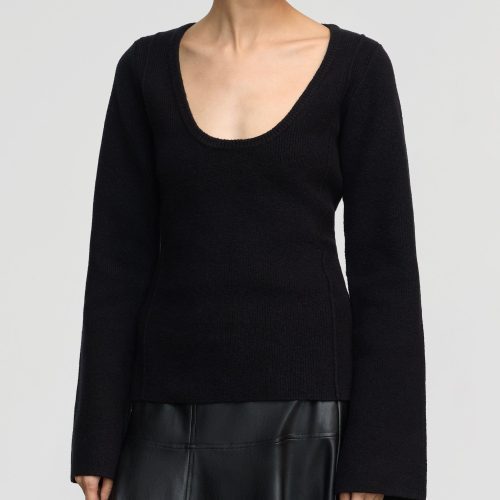 camilla seam detail scoop neck sweater black 4