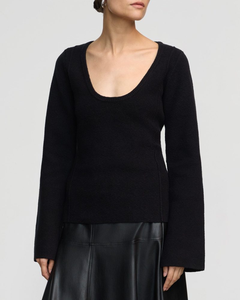 camilla seam detail scoop neck sweater black 4