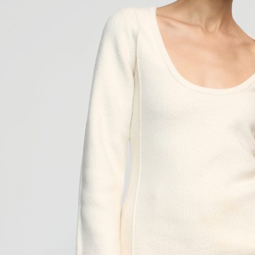 camilla seam detail scoop neck sweater cream 3