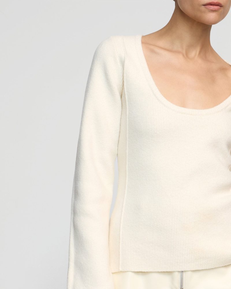 camilla seam detail scoop neck sweater cream 3