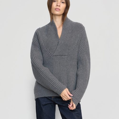 campbell shawl collar sweater heather grey 4