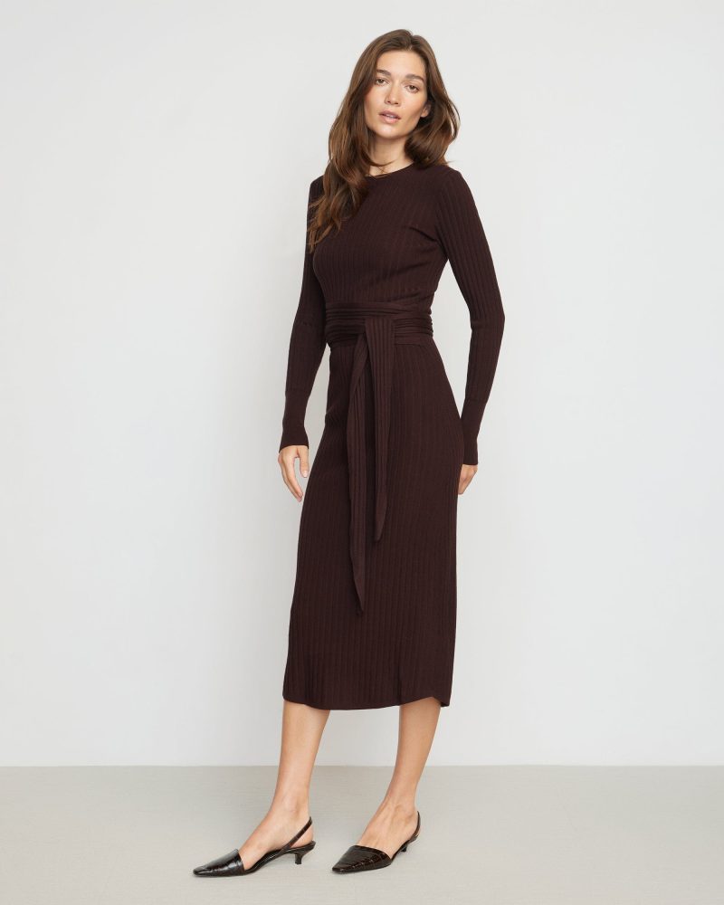 carmen ribbed long sleeve wrap dress mulberry 4