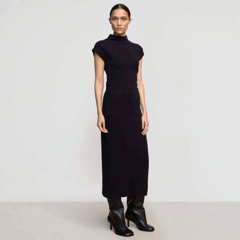 caspia mock neck sweater dress black 0