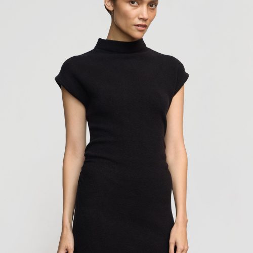 caspia mock neck sweater dress black 2