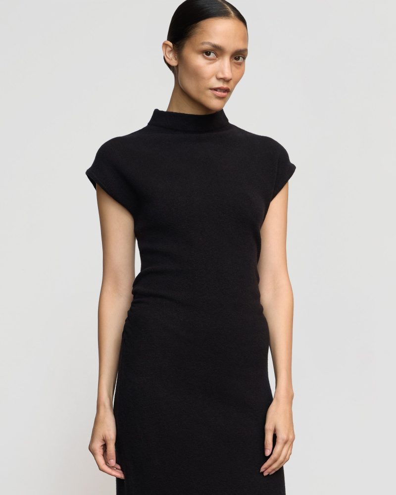 caspia mock neck sweater dress black 2