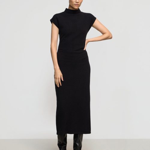 caspia mock neck sweater dress black 3