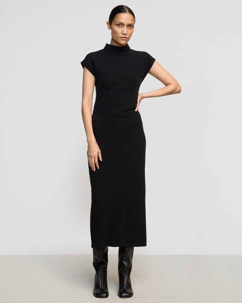 caspia mock neck sweater dress black 3