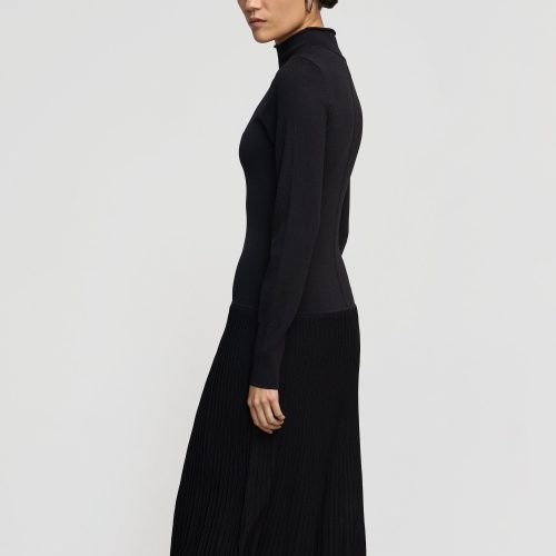 chandra ottoman knit long sleeve dress black 4