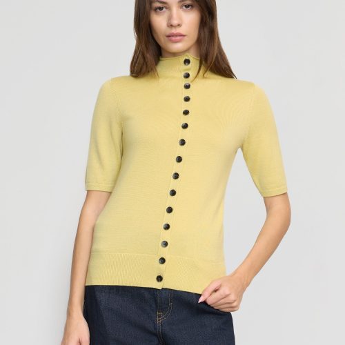 charlotte wool button short sleeve sweater buttercup 3