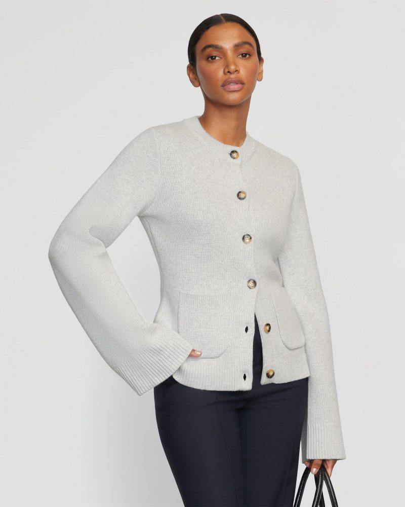 eames cotton wool button cardigan heather grey 2