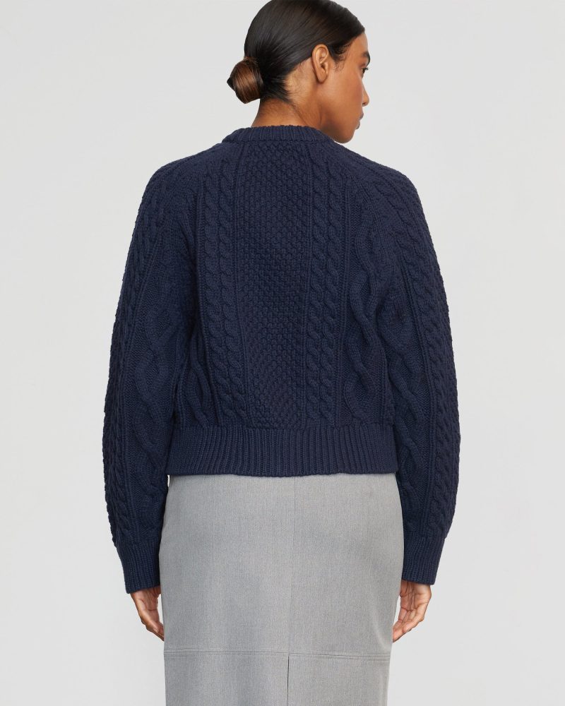 eloise button cable cardigan navy 4