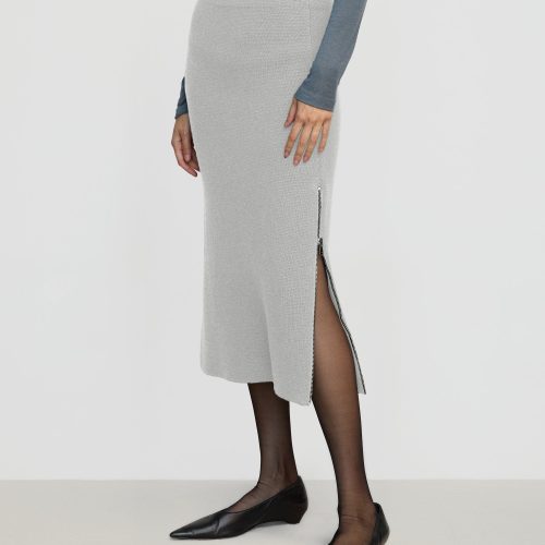 esti side zip organic cotton wool skirt heather grey 2